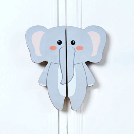 Handcrafted Elephant Cupboard Handles in Acacia Wood Set